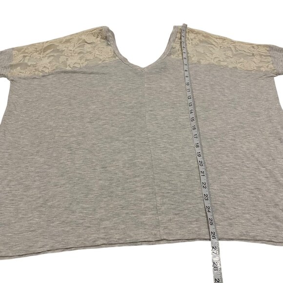 Anthro Dolan Cream Lace Shoulder Dolman Sleeve Gray Top Size S - Picture 7 of 7